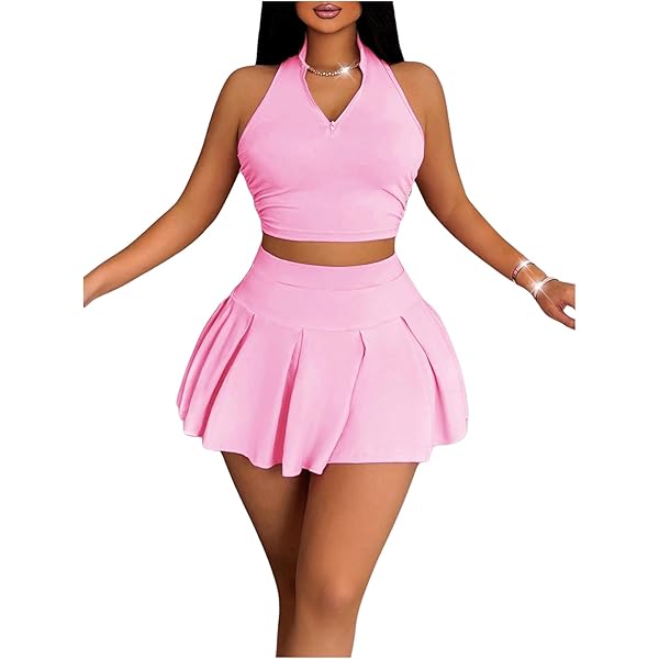 SOLY HUX Women's Summer 2 Piece Outfits Half Zip Crop Tank Tops